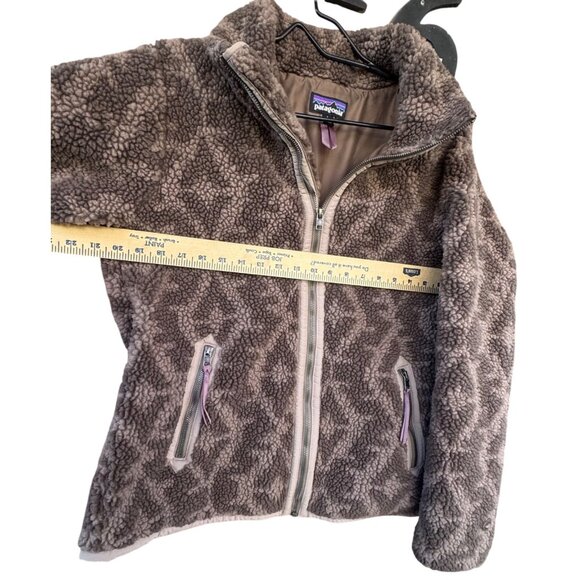 Patagonia Jacket Womens Large Pile Sherpa Fleece Full Zip Divided Sky Brown Gorp - Picture 7 of 11